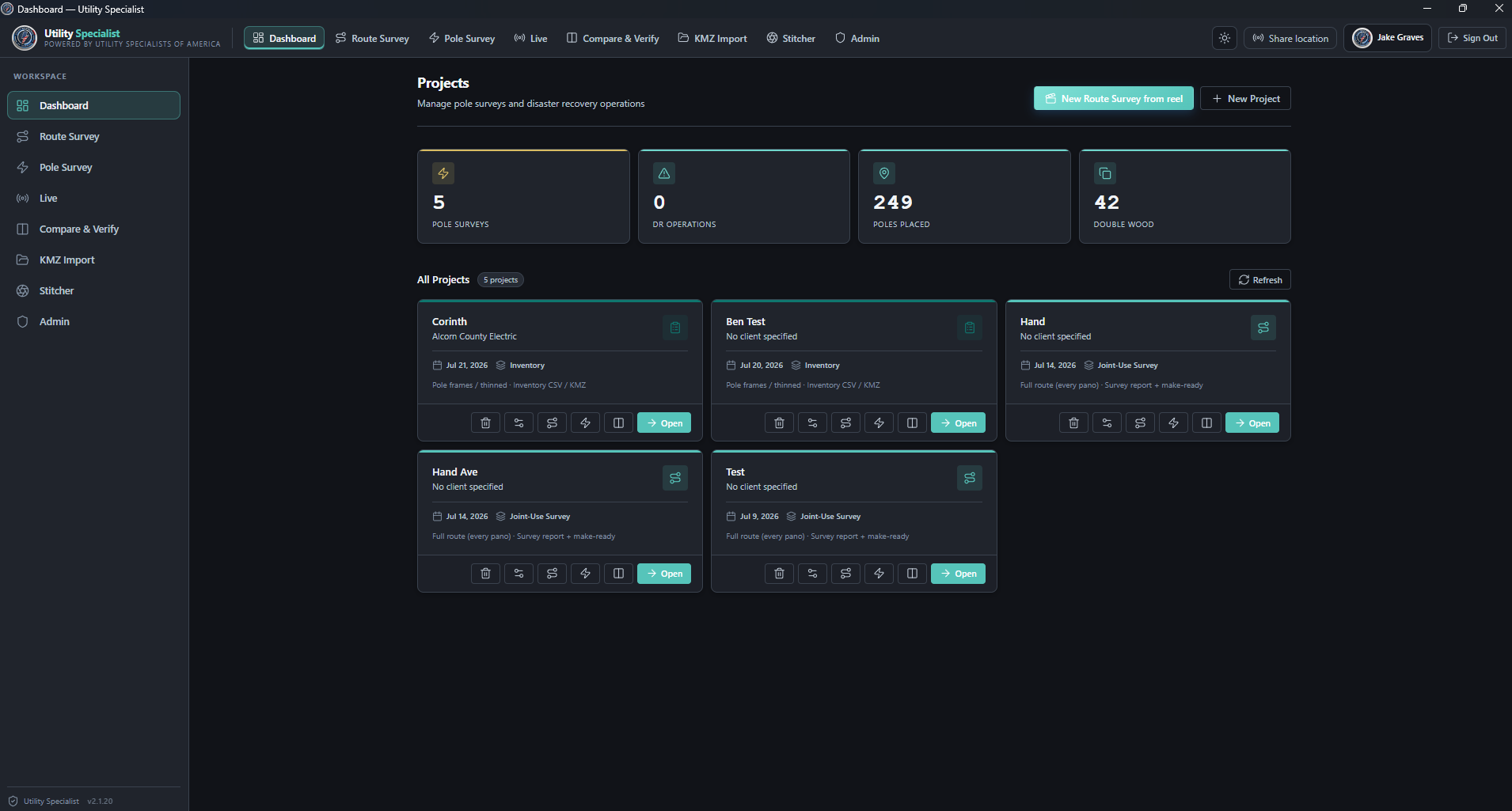 Projects dashboard